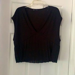 Black plunging neckline Zara top - Large